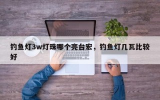 钓鱼灯3w灯珠哪个亮台宏，钓鱼灯几瓦比较好