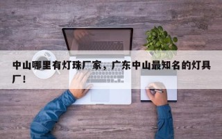 中山哪里有灯珠厂家，广东中山最知名的灯具厂！